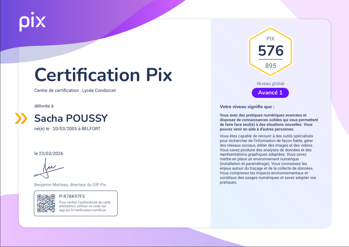 Certification PIX